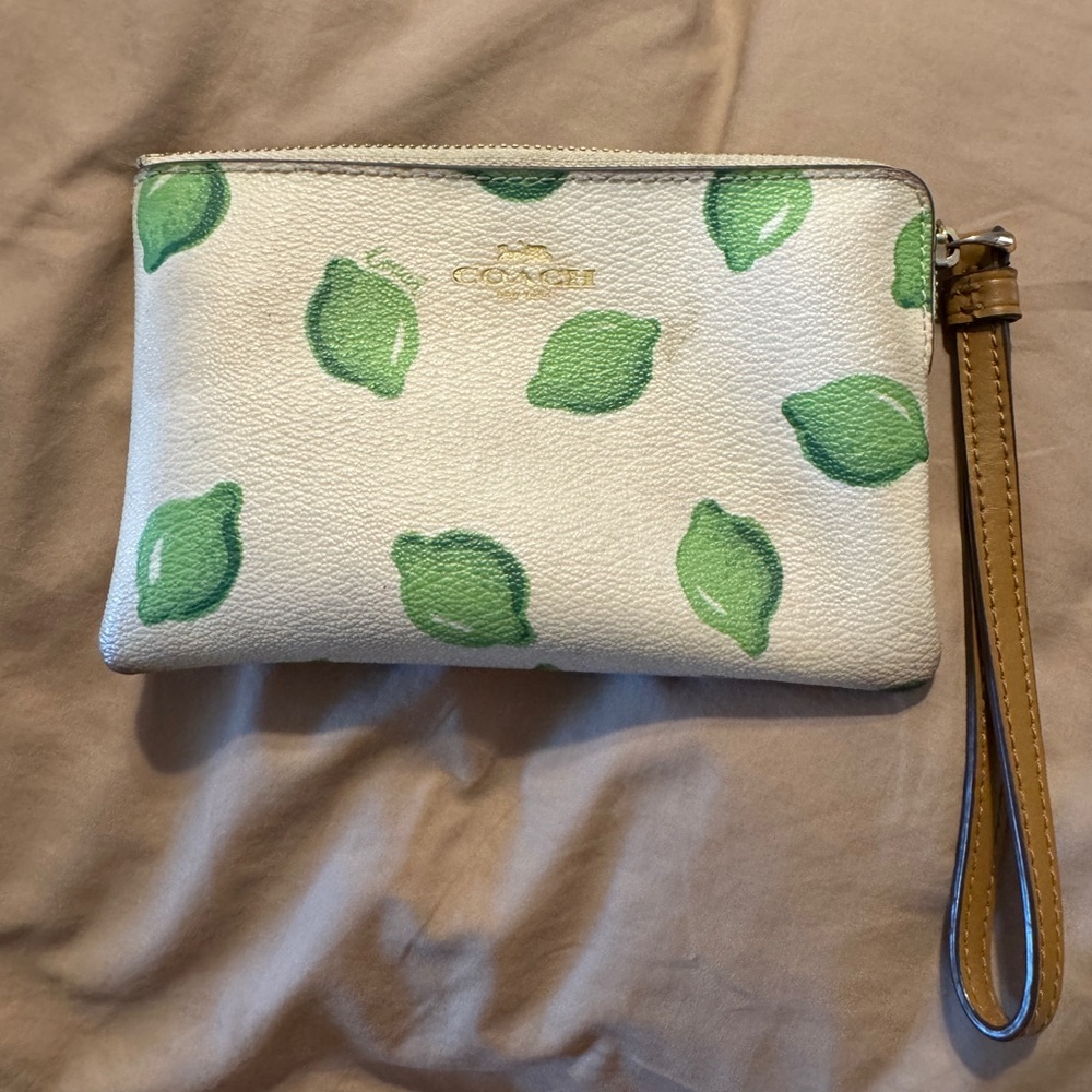 Coach Wristlet with Lime Print